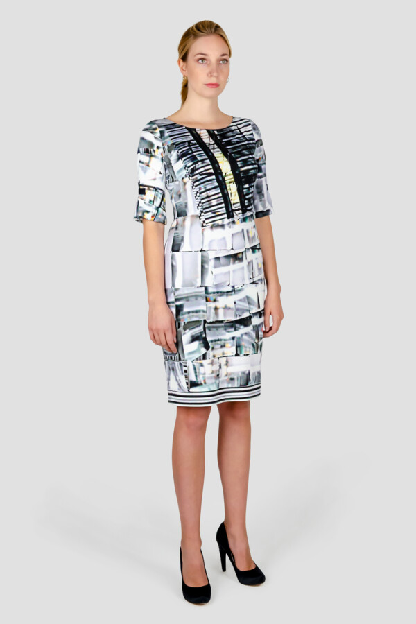Reflektorkleid Jersey Kleid Grafisch Gemustert Silber Grau Seite